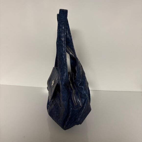 Simply Vera, Vera Wang Blue Purse Blue Woven Shoulder Bag Multiple Compartments - Picture 7 of 12